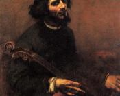 古斯塔夫 库尔贝 : The Cellist, Self Portrait